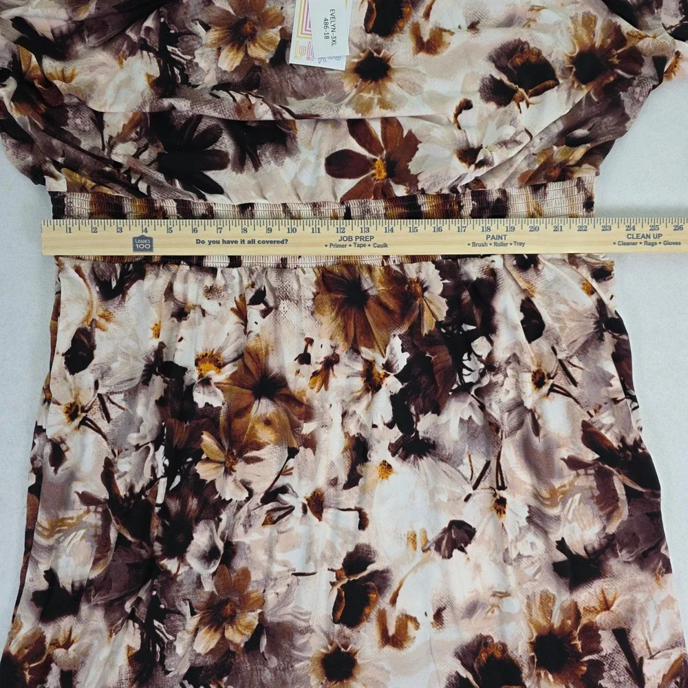 LuLaRoe Women 3XL Evelyn Dress Brown Floral Smocked Waist NWT 486-18 - Picture 7 of 11